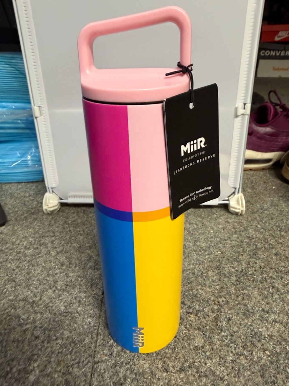 Starbucks Pink Blue Yellow Colorblock Travel Tumbler